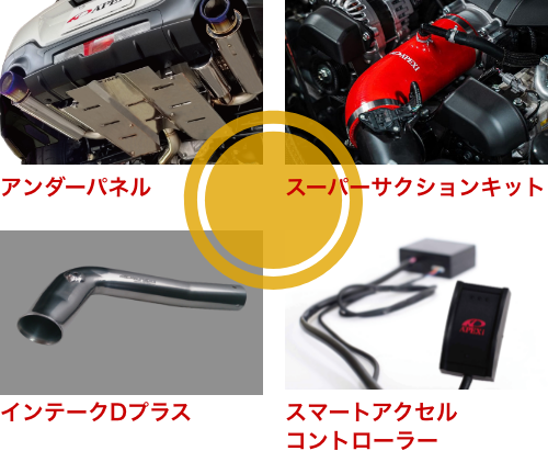 いずれかひとつをプレゼント!アンダーパネル、スーパーサクションキット、インテークDプラス、スマートアクセルコントローラー